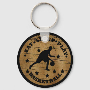 Eat sleep play basketball key ring