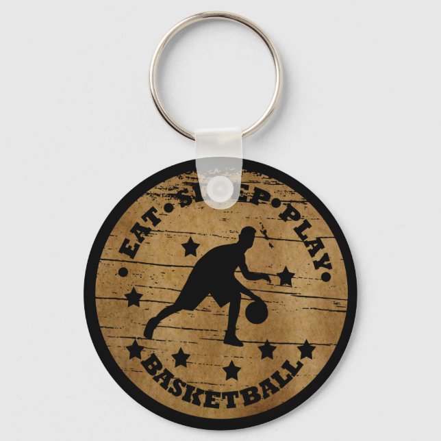 Eat sleep play basketball key ring (Front)