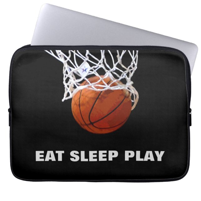Eat Sleep Play Basketball Motivational Laptop Sleeve (Front)