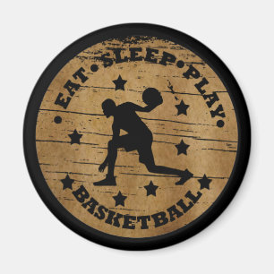 Eat sleep play basketball retro player magnet