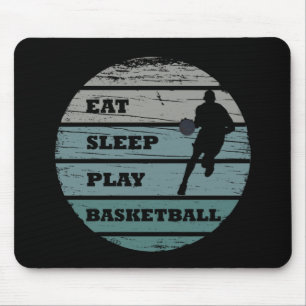 Eat sleep play basketball retro player mouse mat