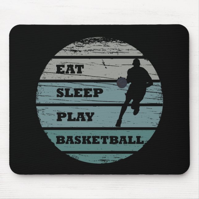 Eat sleep play basketball retro player mouse mat (Front)