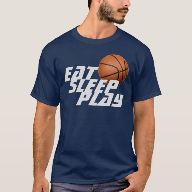 Eat Sleep Play Basketball T-Shirt - Navy Blue (Front)