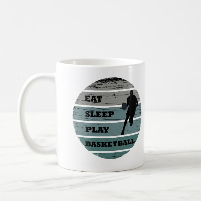 eat sleep play basketball vintage coffee mug (Left)
