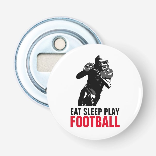 Eat Sleep Play Black & White Football Pop Art Bottle Opener (Front)