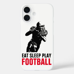 Eat Sleep Play Black & White Football Pop Art iPhone 16 Case