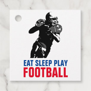 Eat Sleep Play Black & White Football Pop Art Favour Tags
