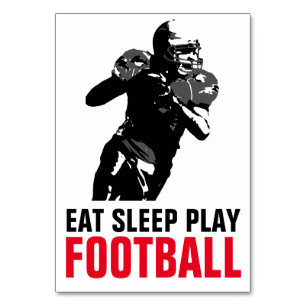 Eat Sleep Play Black & White Football Pop Art Table Number