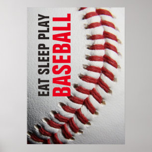 Eat Sleep Play Close-up Baseball Poster