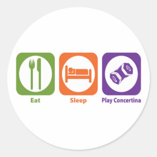 Eat Sleep Play Concertina Classic Round Sticker