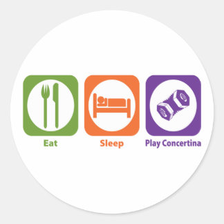 Eat Sleep Play Concertina Classic Round Sticker