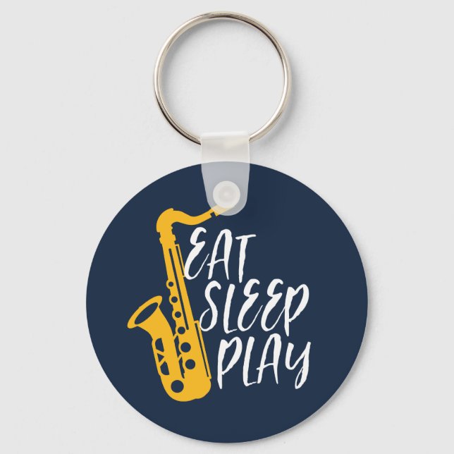 Eat Sleep Play Cool Saxophone Player Jazz Music Key Ring (Front)