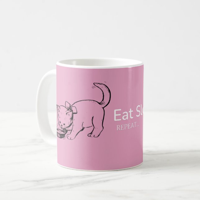 Eat Sleep Play: Cute Cat Life Coffee Mug (Front Left)