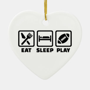 Eat Sleep play Football Ceramic Tree Decoration
