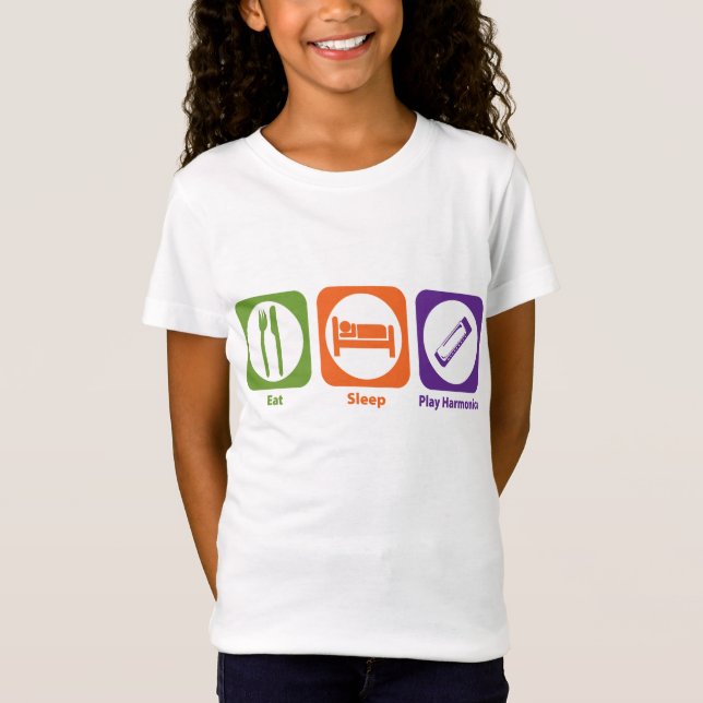 Eat Sleep Play Harmonica T-Shirt (Front)