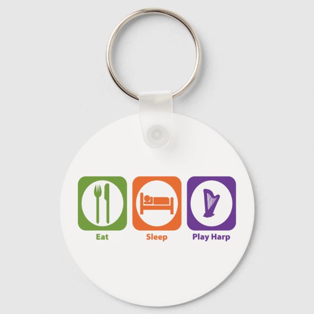 Eat Sleep Play Harp Key Ring (Front)