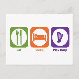 Eat Sleep Play Harp Postcard