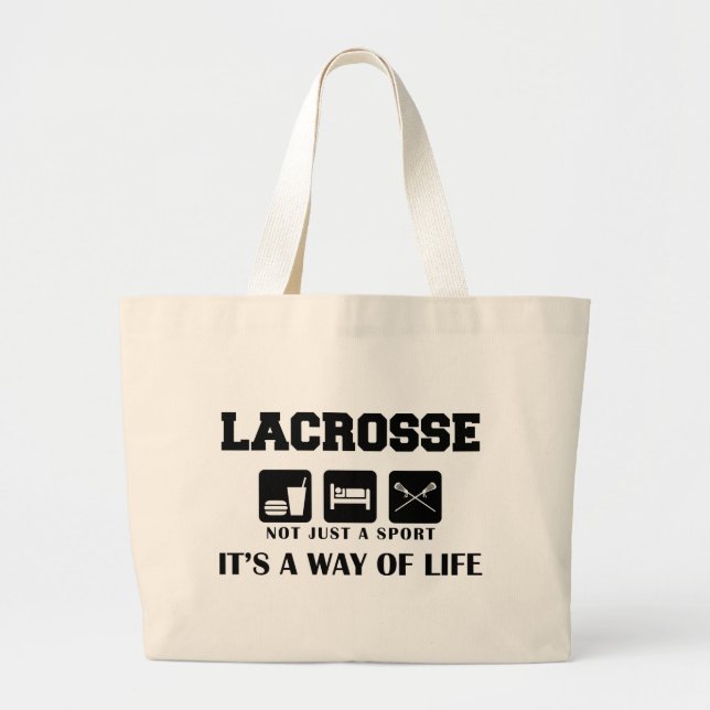 Eat Sleep Play Lacrosse Large Tote Bag (Front)