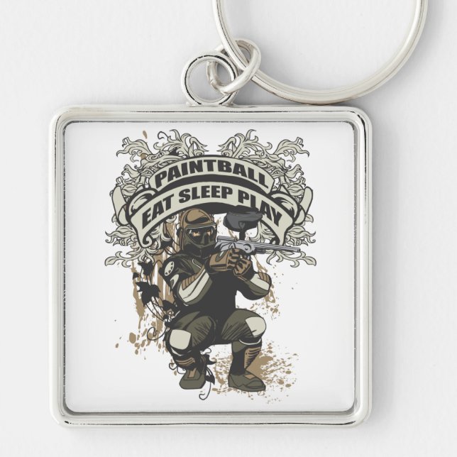 Eat, Sleep, Play Paintball Key Ring (Front)