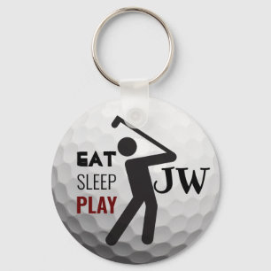 Eat Sleep Play Personalised Golf Ball Keyring