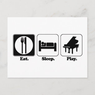 eat sleep play piano postcard