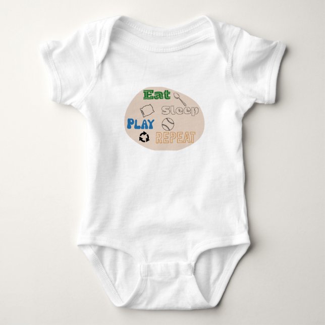 Eat Sleep Play Repeat Baby Bodysuit (Front)