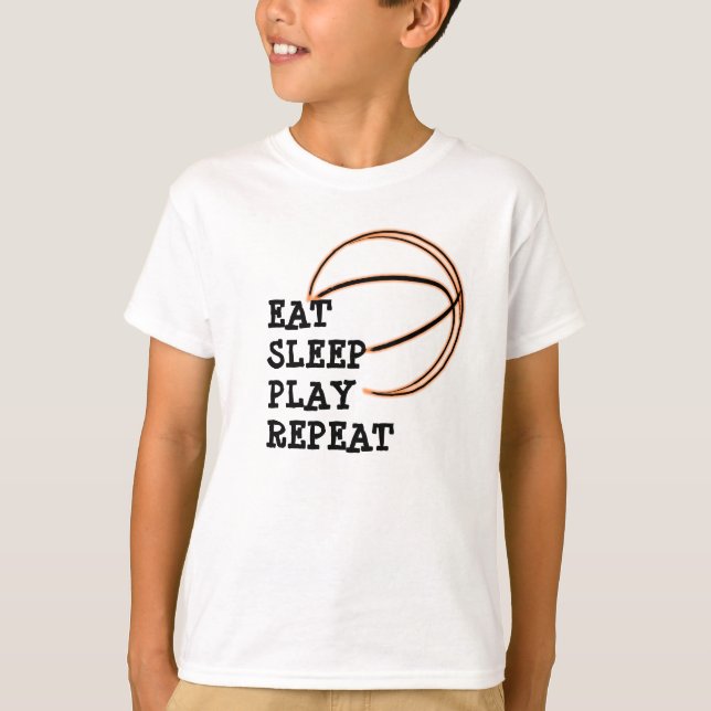 Eat Sleep Play Repeat Basketball Shirt (Front)