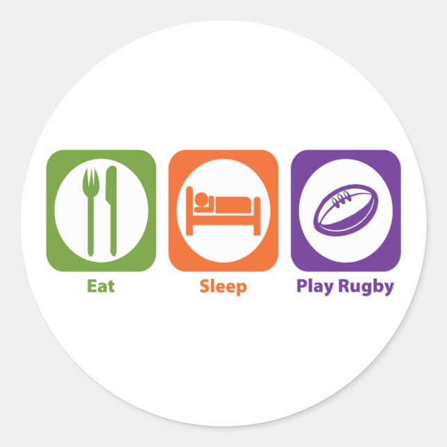 Eat Sleep Play Rugby Classic Round Sticker (Front)