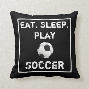 Eat Sleep Play Soccer Black & White Pillow