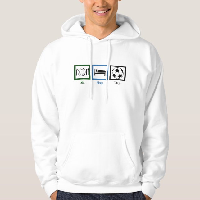 Eat Sleep Play Soccer Cool Futbol Player Hoodie (Front)