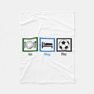 Eat Sleep Play Soccer Kids Futbol T Shirt Fleece Blanket