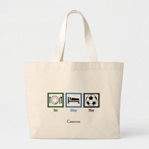 Eat Sleep Play Soccer Large Tote Bag