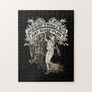 Eat, Sleep, Play Softball Jigsaw Puzzle