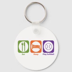 Eat Sleep Play Softball Key Ring