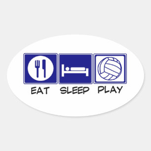 Eat, Sleep, Play Volleyball Oval Sticker