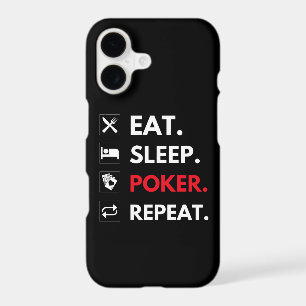 Eat Sleep Poker Repeat Funny Card Game Quote Black