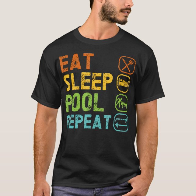 Eat Sleep Pool Repeat Balls Pool Snooker Player Bi T-Shirt (Front)