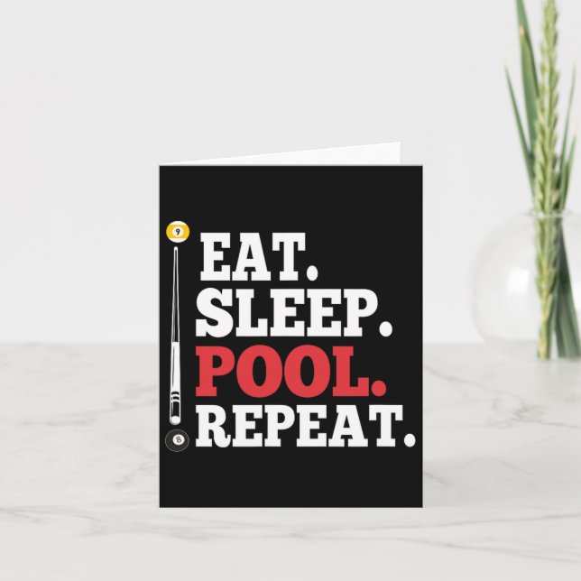Eat Sleep Pool Repeat Funny Billiards  Card (Front)