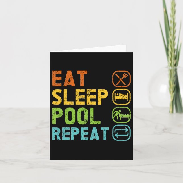 Eat Sleep Pool Repeat Pool Snooker Player Billiard Card (Front)