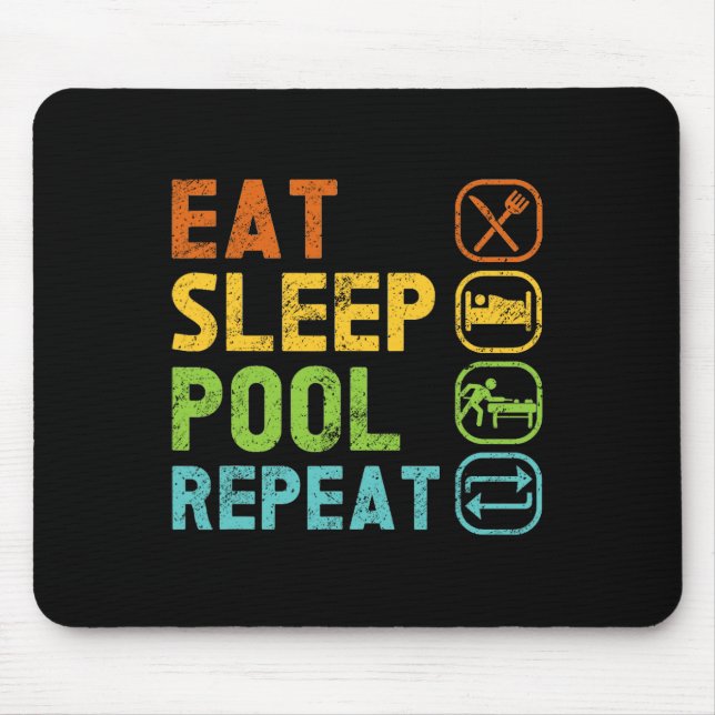 Eat Sleep Pool Repeat Pool Snooker Player Billiard Mouse Mat (Front)