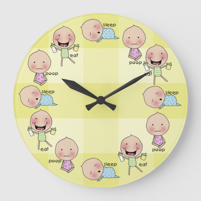 Eat-Sleep-Poop-Baby Nursery Clock (Front)