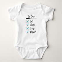 Eat Sleep Poop Repeat Funny List on Baby Bodysuit