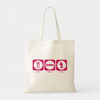 Eat sleep pray pink tote bag