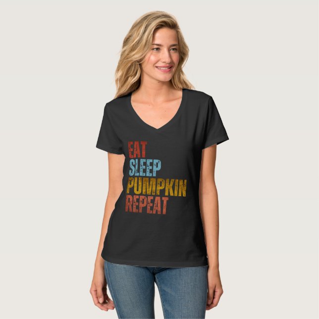 EAT SLEEP PUMPKIN REPEAT T-Shirt (Front Full)