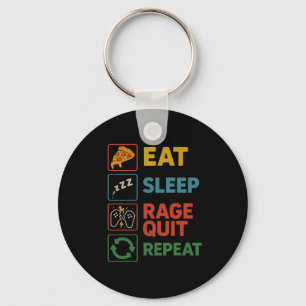 Eat Sleep Rage Quit Repeat – Funny Gamer Lifestyle Key Ring