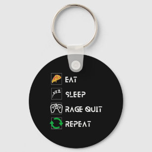 Eat Sleep Rage Quit Repeat – Funny Gamer Lifestyle Key Ring