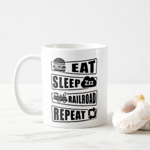 Eat Sleep Railroad Repeat Steam Train Coffee Mug