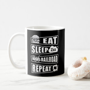 Eat Sleep Railroad Repeat Steam Train Coffee Mug