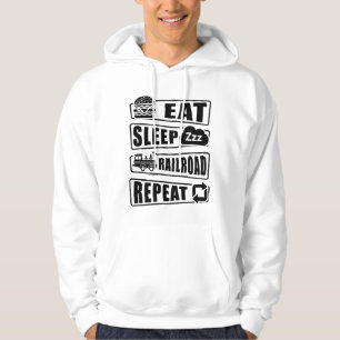 Eat Sleep Railroad Repeat Steam Train Hoodie