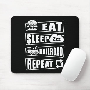 Eat Sleep Railroad Repeat Steam Train Mouse Mat